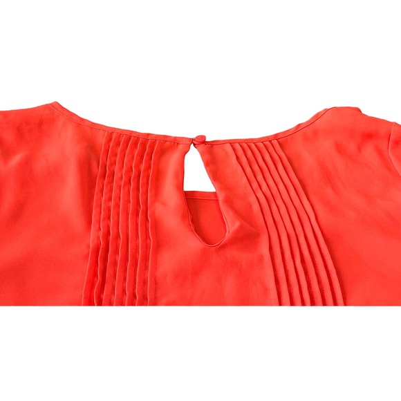 DECREE ROUND NECK, PULL-OVER BLOUSE, WOMENS, XS, ORANGE, HIGH-LOW, CAP SLEEVE - Picture 5 of 11